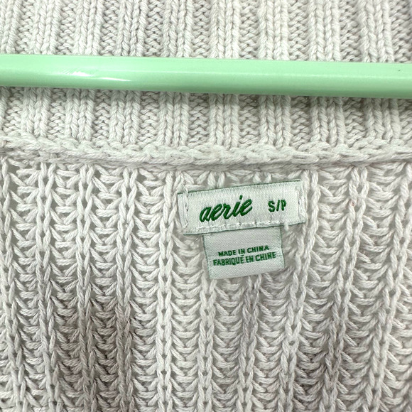 Aerie size Small oversized pullover style sweater v neck gray white marbled - Picture 5 of 6